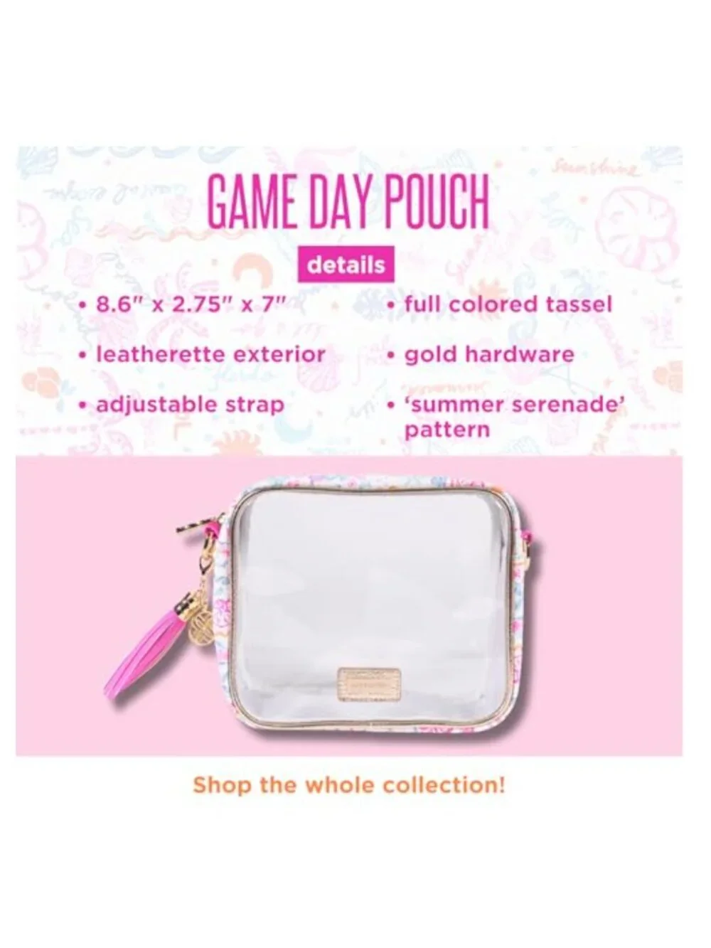 Clear Crossbody Bag with Adjustable Strap, Stadium Approved PVC Travel Purse